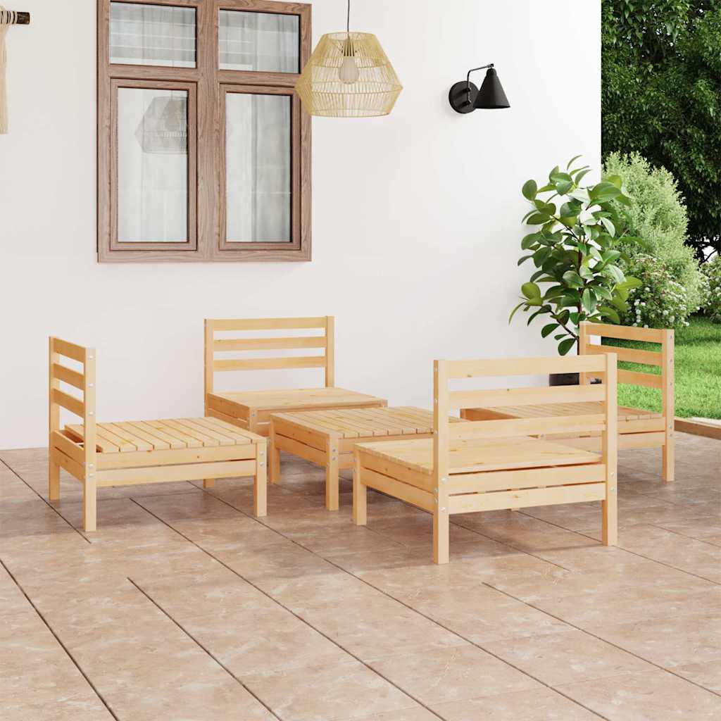 vidaXL 5-delige Loungeset massief grenenhout wit