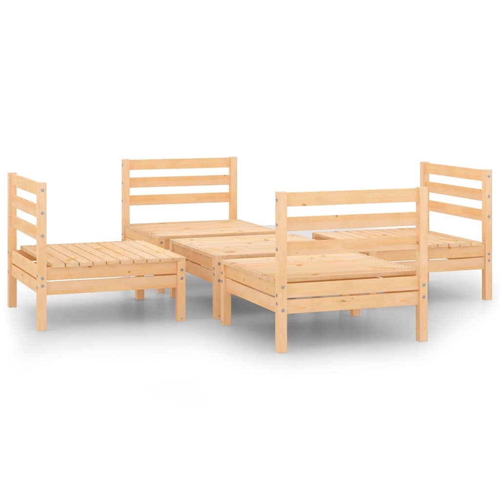 vidaXL 5-delige Loungeset massief grenenhout wit