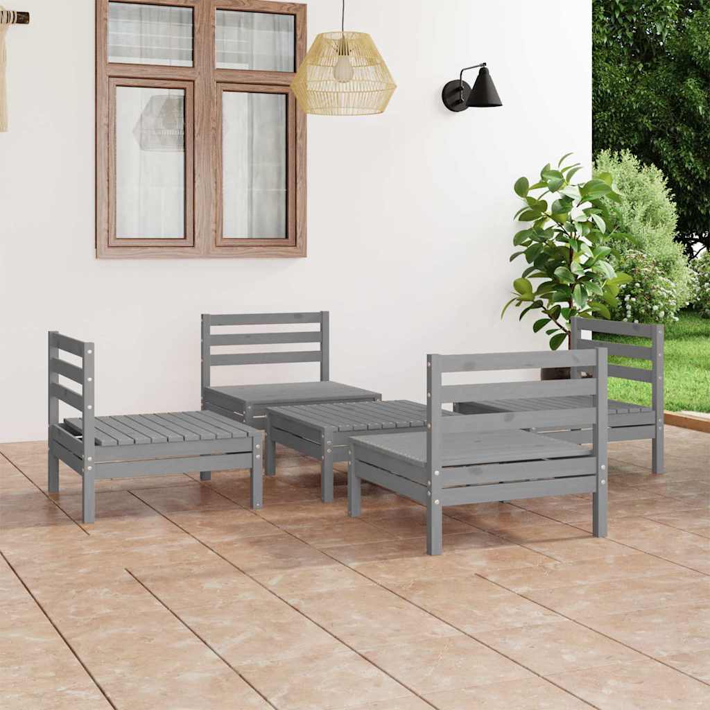 vidaXL 5-delige Loungeset massief grenenhout wit