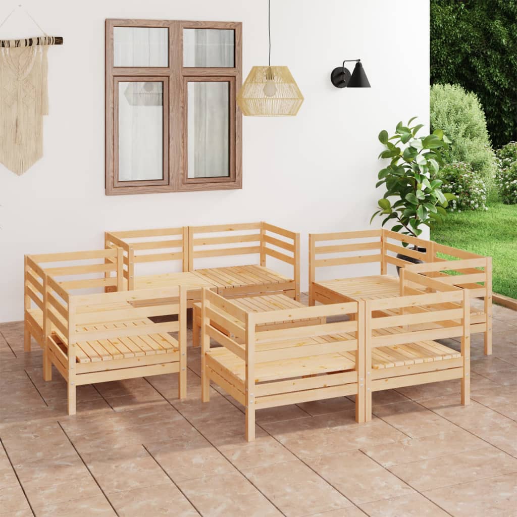 vidaXL 9-piece Lounge Set Solid Pinewood White