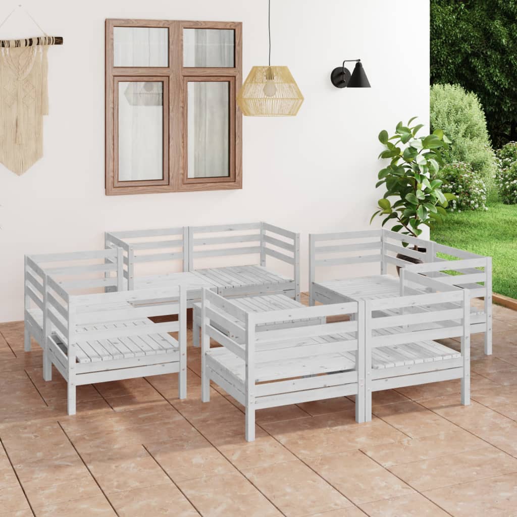 vidaXL 9-piece Lounge Set Solid Pinewood White