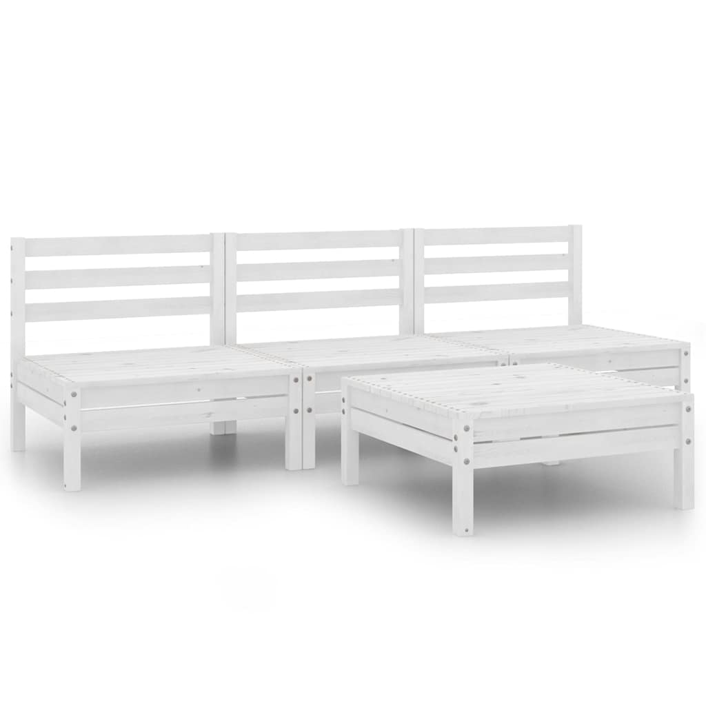 vidaXL 4-delige Loungeset massief grenenhout wit