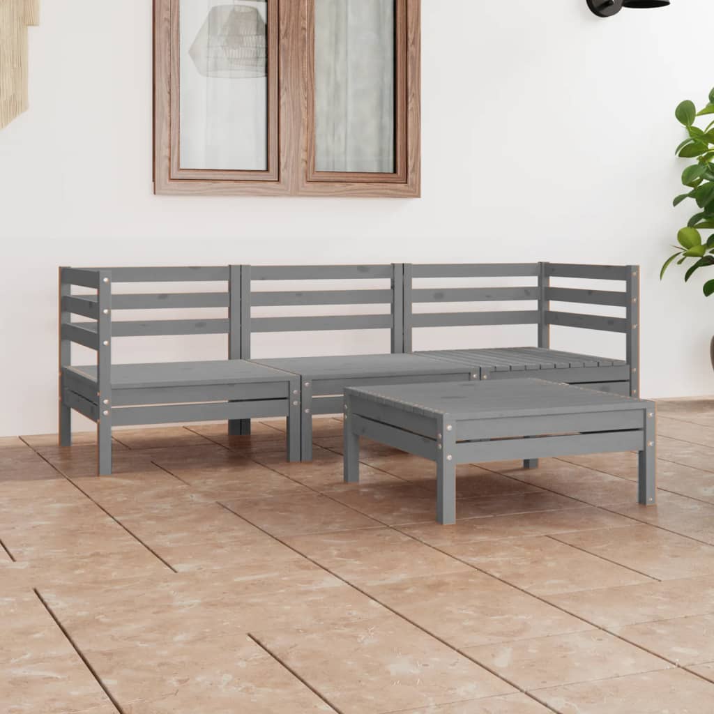 vidaXL 4-delige Loungeset massief grenenhout