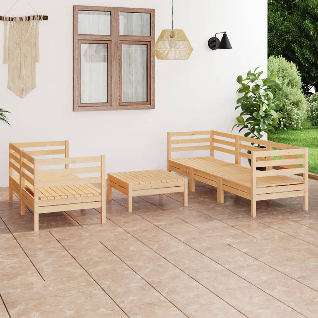 vidaXL 6-Piece Lounge Set Solid Pine Wood