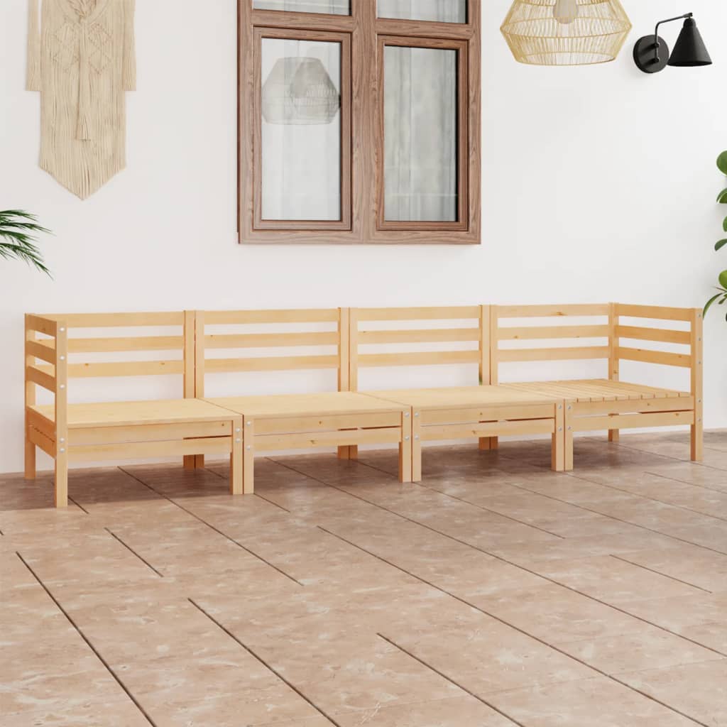 vidaXL 4-Piece Solid Pine Wood Lounge Set