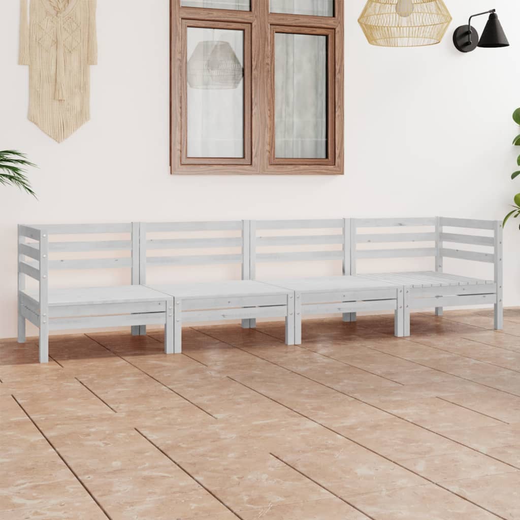 vidaXL 4-Piece Solid Pine Wood Lounge Set