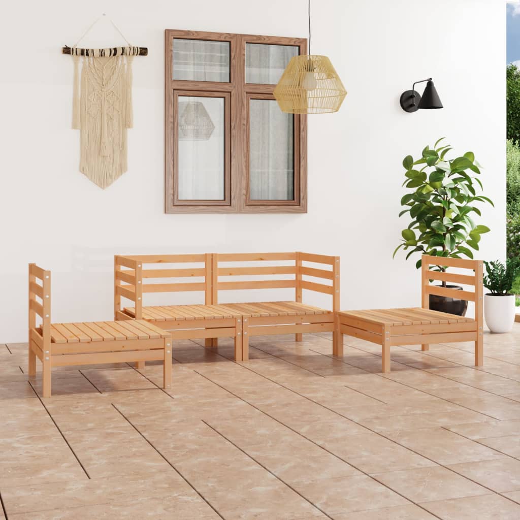 vidaXL 4-Piece Solid Pine Wood Lounge Set