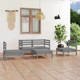 vidaXL 5-delige Loungeset massief grenenhout wit