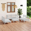 vidaXL 7-delige Loungeset massief grenenhout blanc