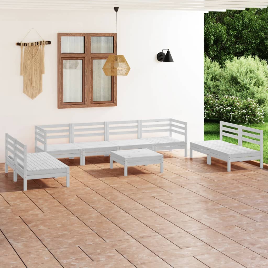 vidaXL 9-piece Lounge Set Solid Pinewood White