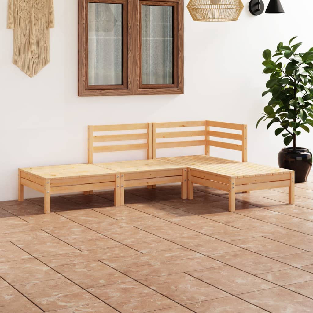 vidaXL 4-Piece Solid Pine Wood Lounge Set