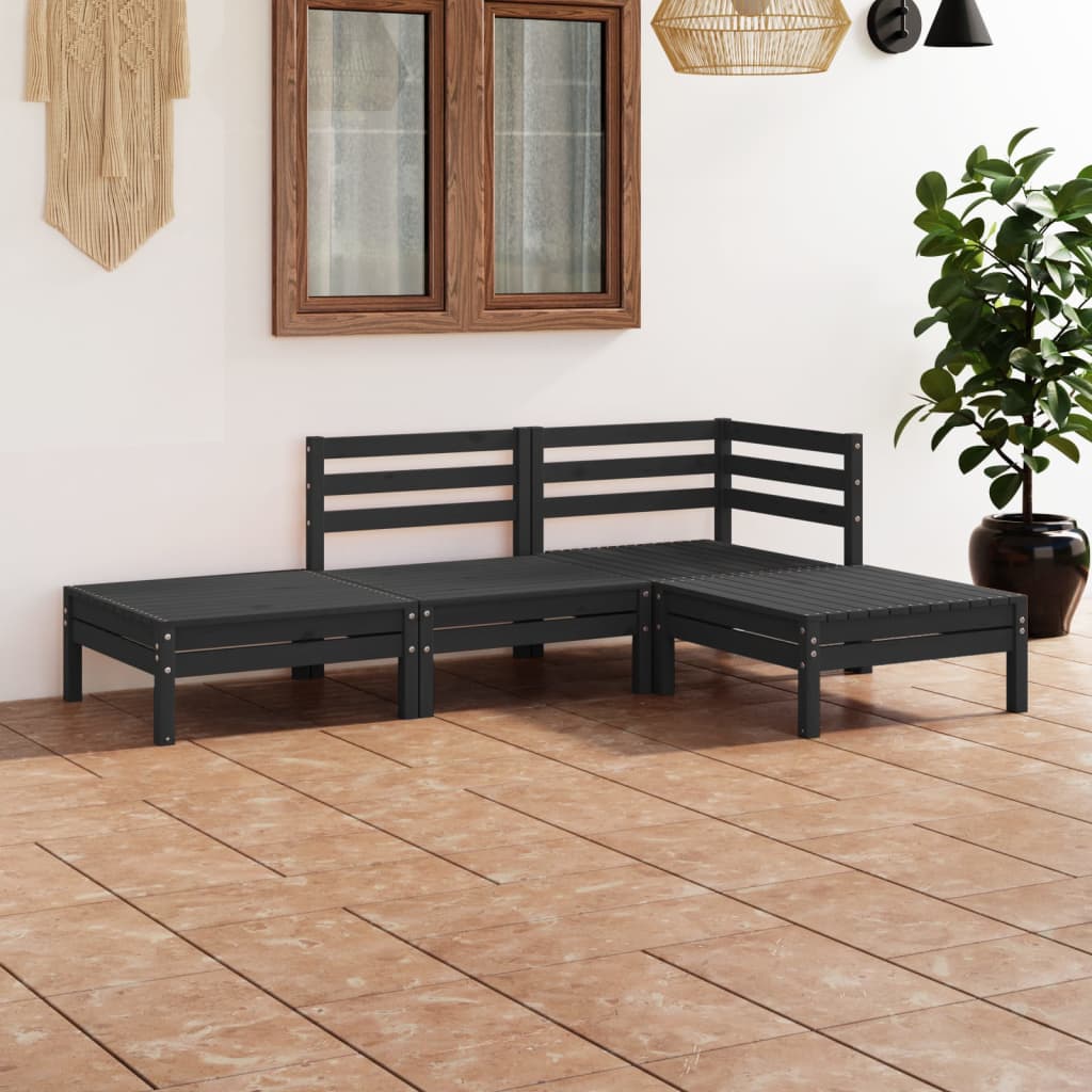 vidaXL 4-Piece Solid Pine Wood Lounge Set