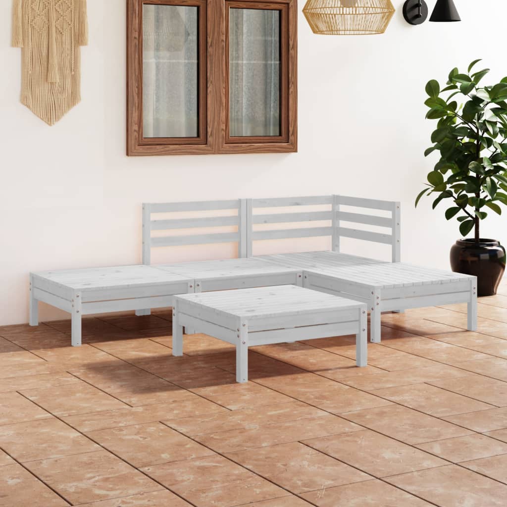 vidaXL 5-piece Lounge Set Solid Pine Wood White