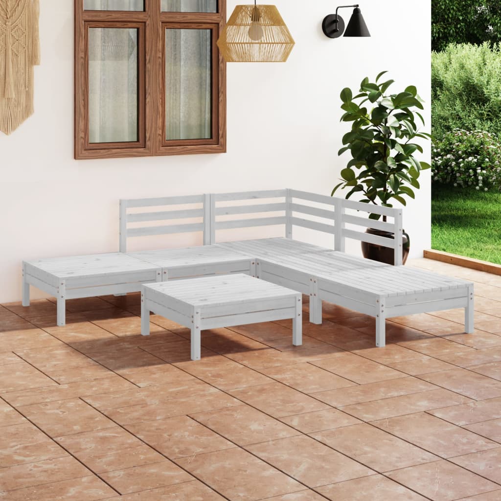 vidaXL 6-Piece Lounge Set Solid Pinewood White