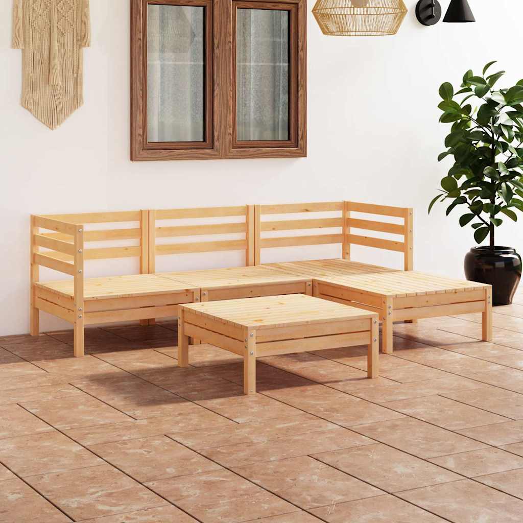 vidaXL 5-delige Loungeset massief grenenhout wit