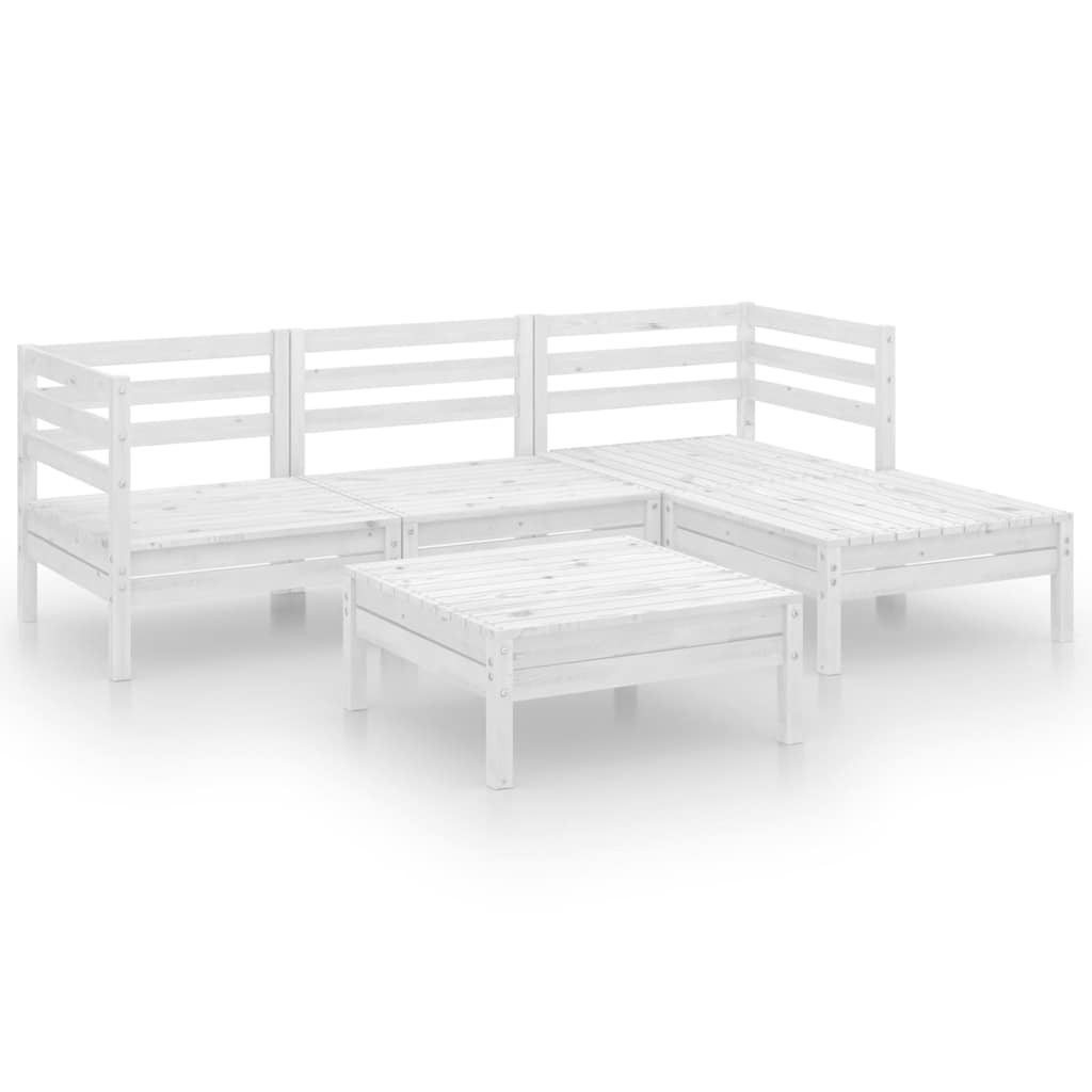 vidaXL 5-delige Loungeset massief grenenhout wit