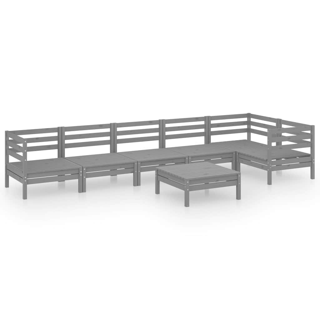 vidaXL 7-delige Loungeset massief grenenhout wit