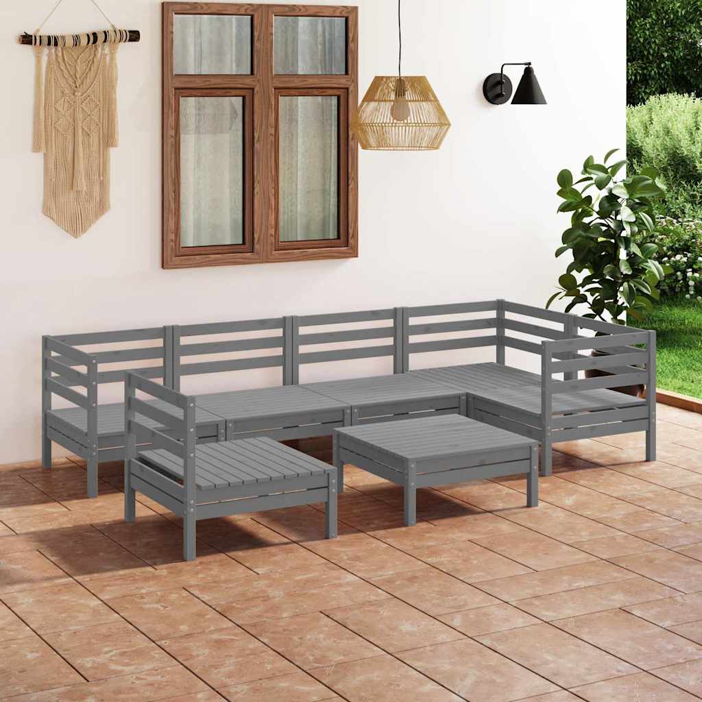 vidaXL 7-Piece Lounge Set Solid Pine Wood White