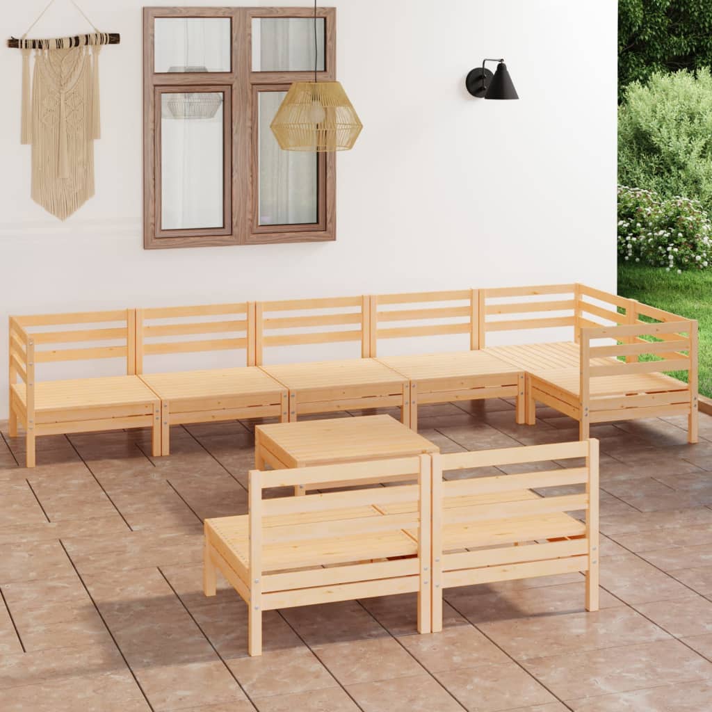 vidaXL 9-piece Lounge Set Solid Pine Wood