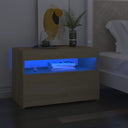 vidaXL Nachtkastje met LED-verlichting 60x35x40 cm bewerkt hout wit