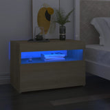 vidaXL Nachtkastje met LED-verlichting 60x35x40 cm bewerkt hout wit