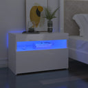 vidaXL Nachtkastje met LED-verlichting 60x35x40 cm bewerkt hout wit