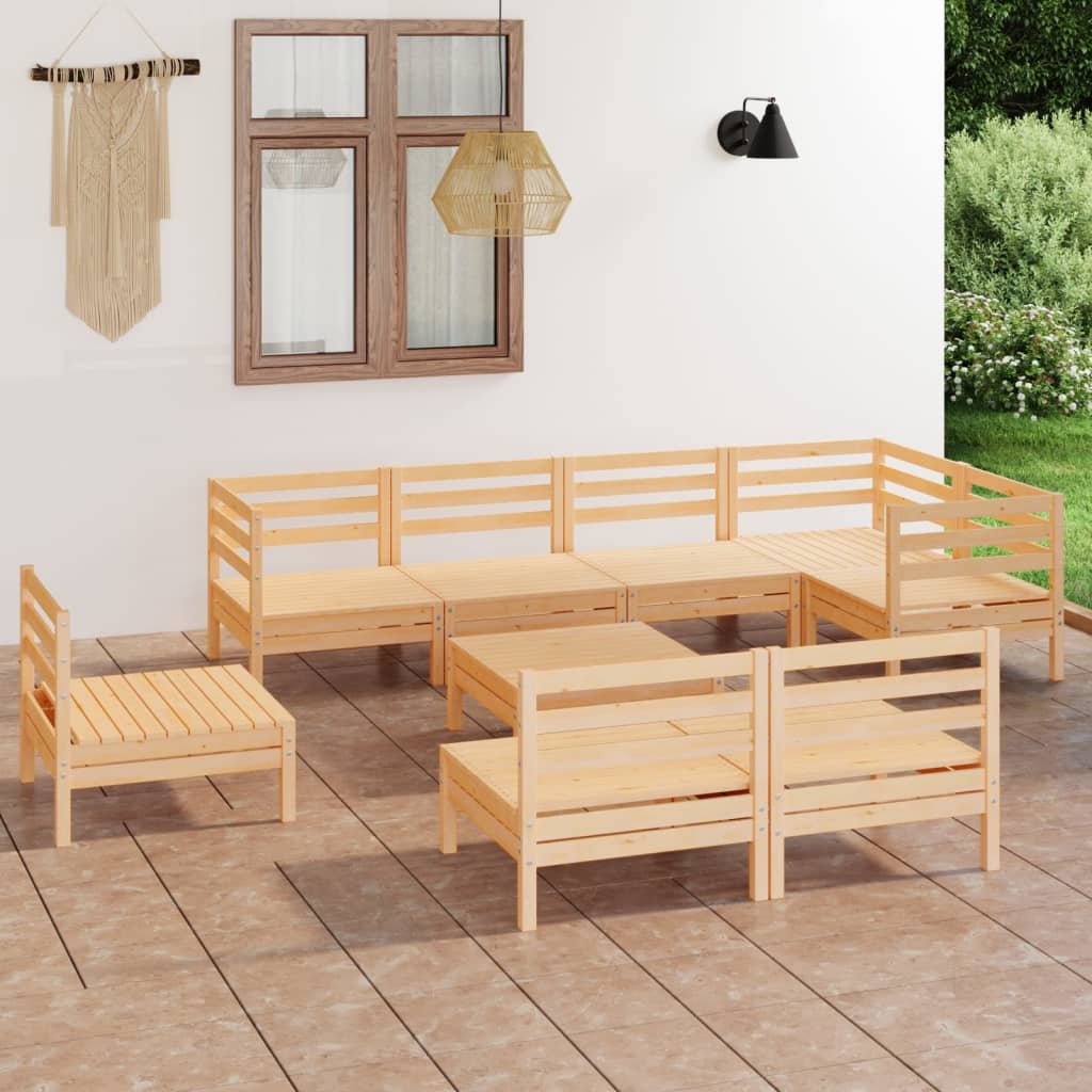 vidaXL 9-piece Lounge Set Solid Pine Wood