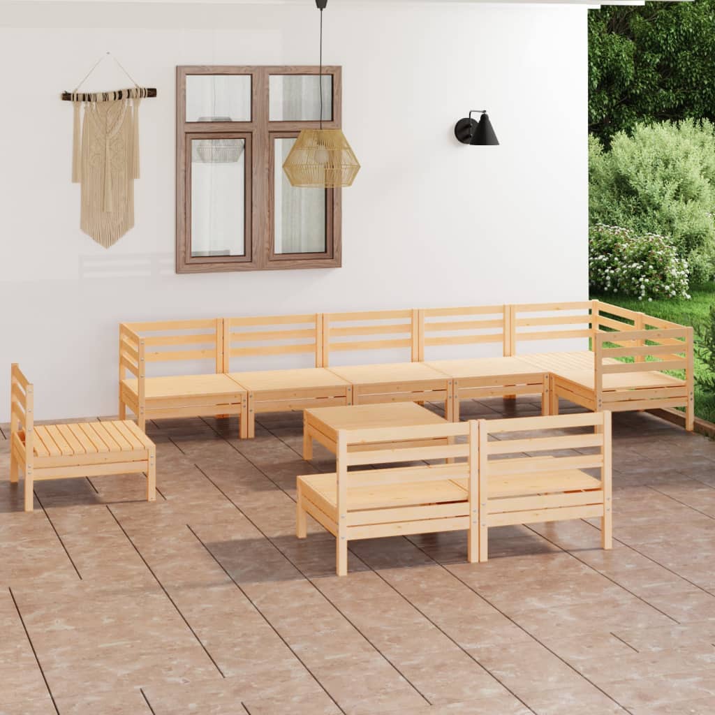 vidaXL 10-Piece Solid Pinewood Lounge Set