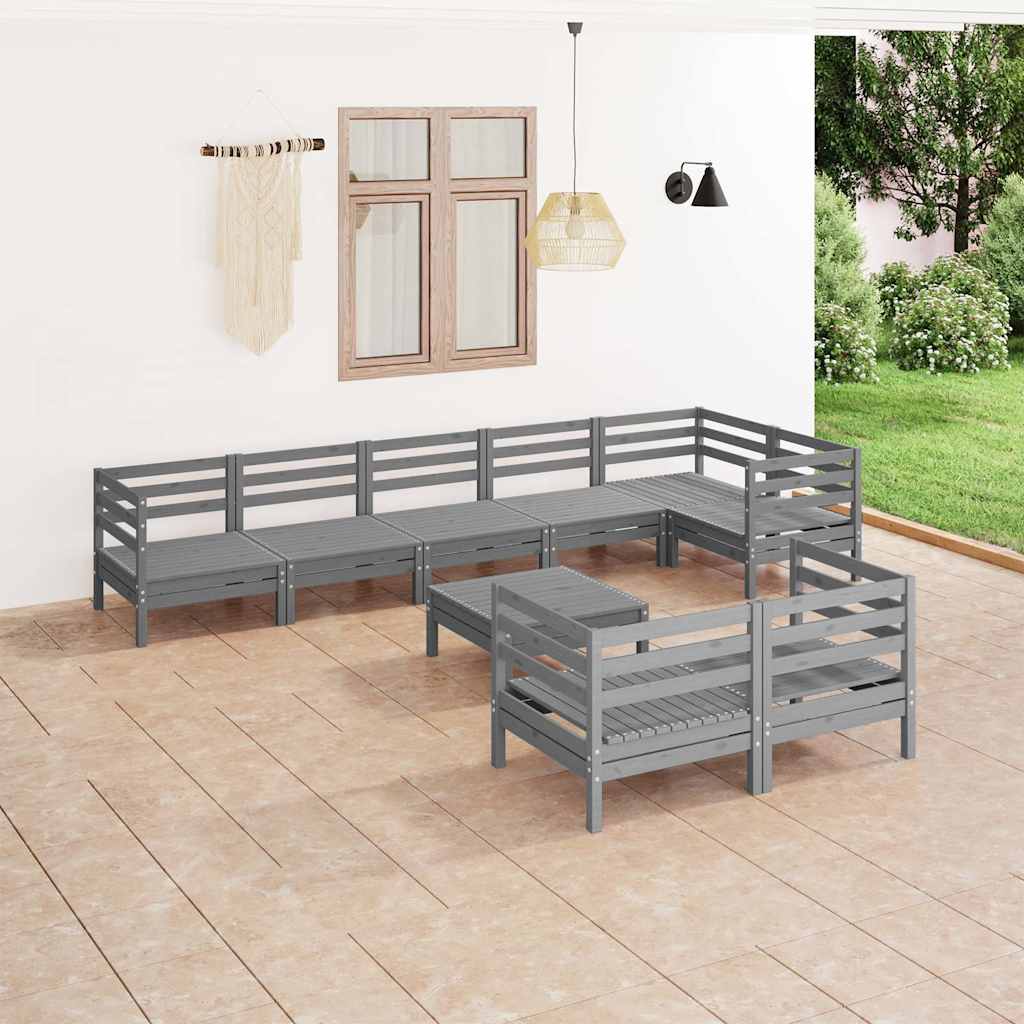 vidaXL 9-piece Lounge Set Solid Pine Wood White