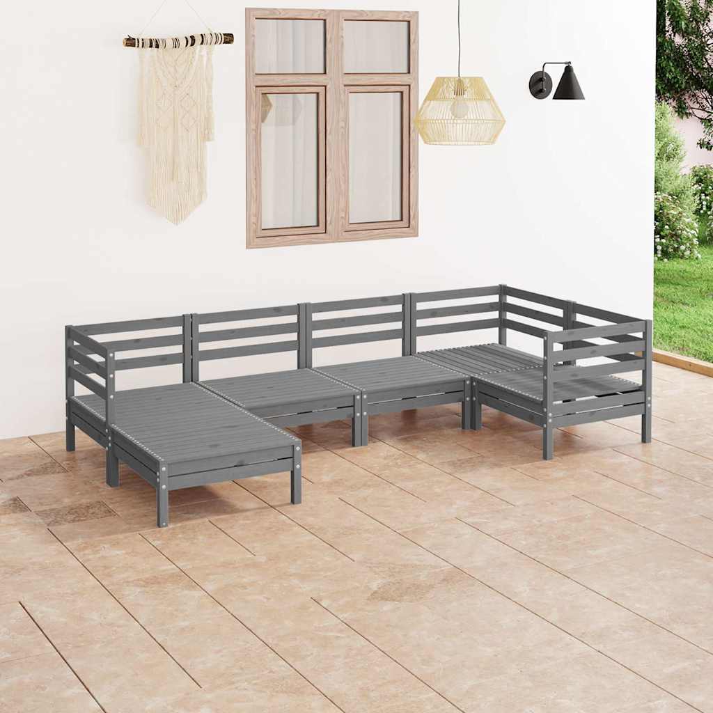 vidaXL 6-delige Loungeset massief grenenhout wit
