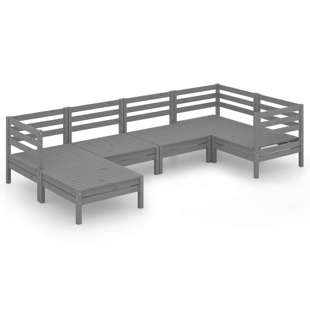 vidaXL 6-delige Loungeset massief grenenhout wit