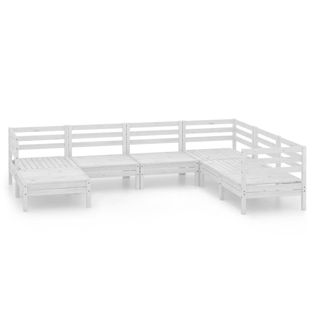 vidaXL 7-delige Loungeset massief grenenhout wit