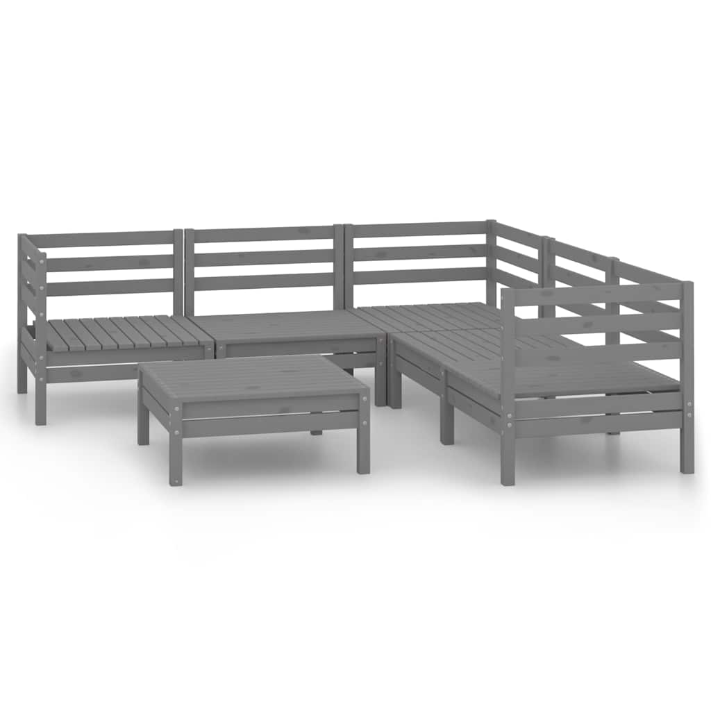 vidaXL 6-delige Loungeset massief grenenhout wit