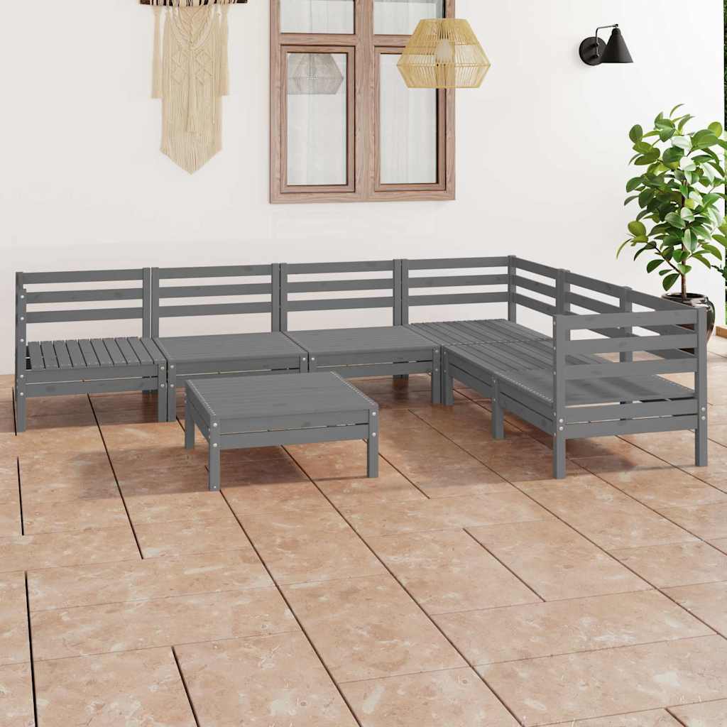 vidaXL 7-Piece Lounge Set Solid Pine Wood White