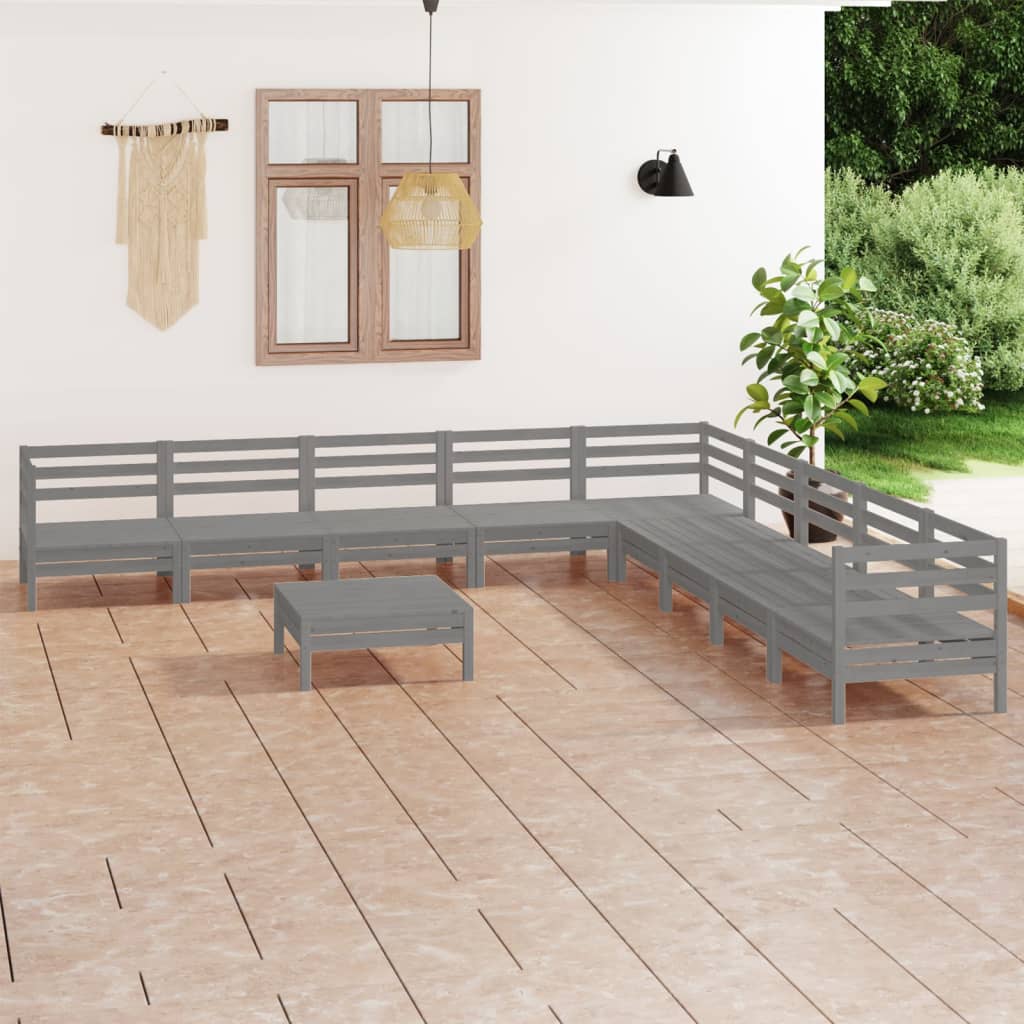 vidaXL 10-Piece Solid Pinewood Lounge Set