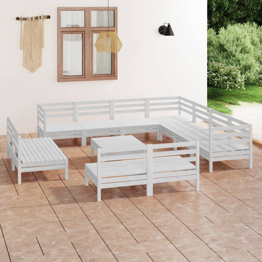 vidaXL 12-piece Lounge Set Solid Pine Wood White