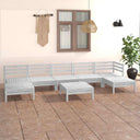 vidaXL 8-Piece Lounge Set Solid Pine White