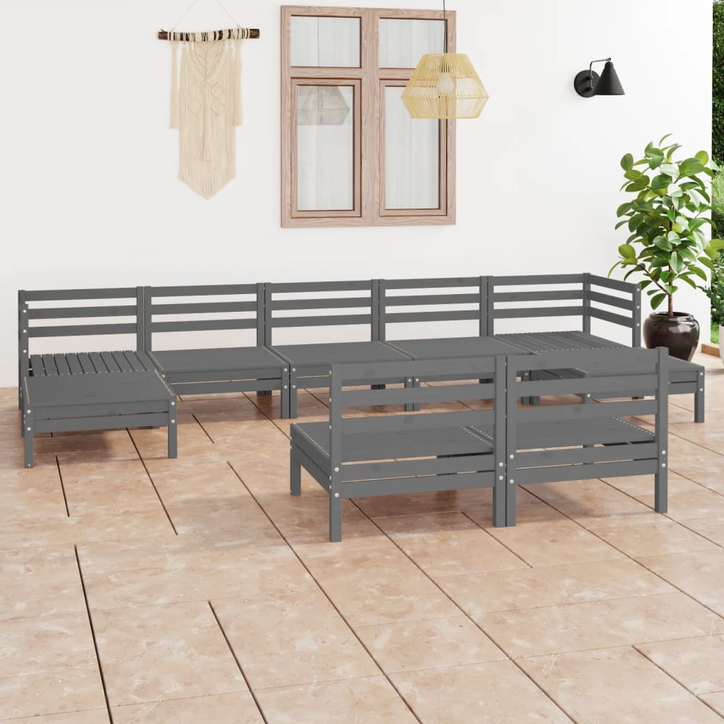 vidaXL 9-delige Loungeset massief grenenhout