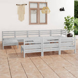 vidaXL 11-delige Loungeset massief grenenhout wit