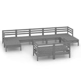 vidaXL 9-delige Loungeset massief grenenhout grijs