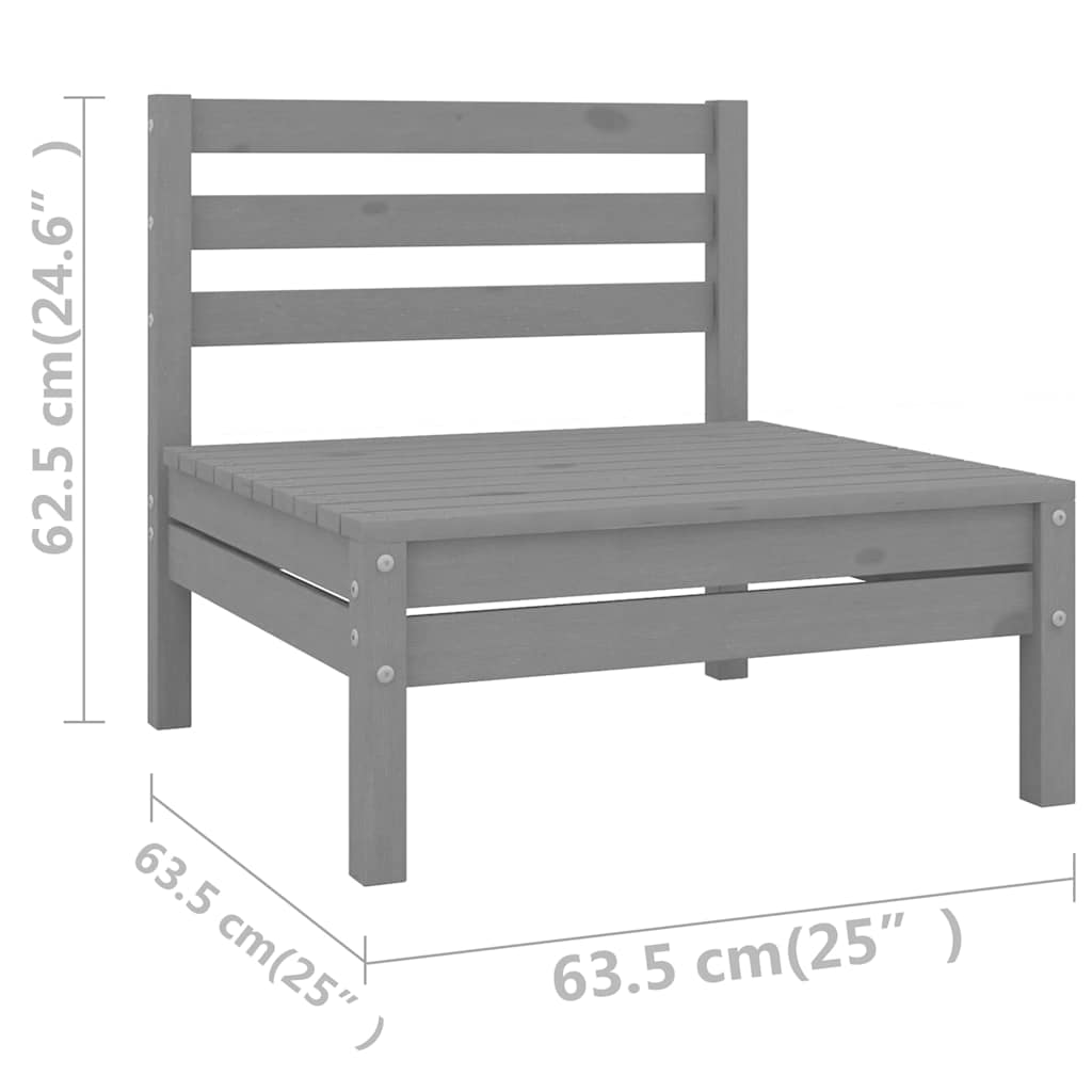 vidaXL 9-delige Loungeset massief grenenhout grijs