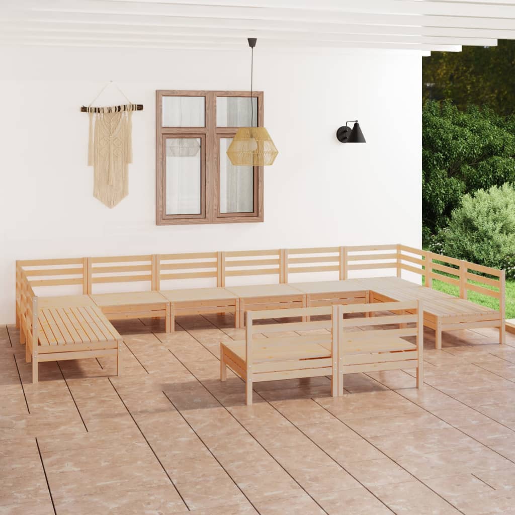 vidaXL 12-delige Loungeset massief grenenhout