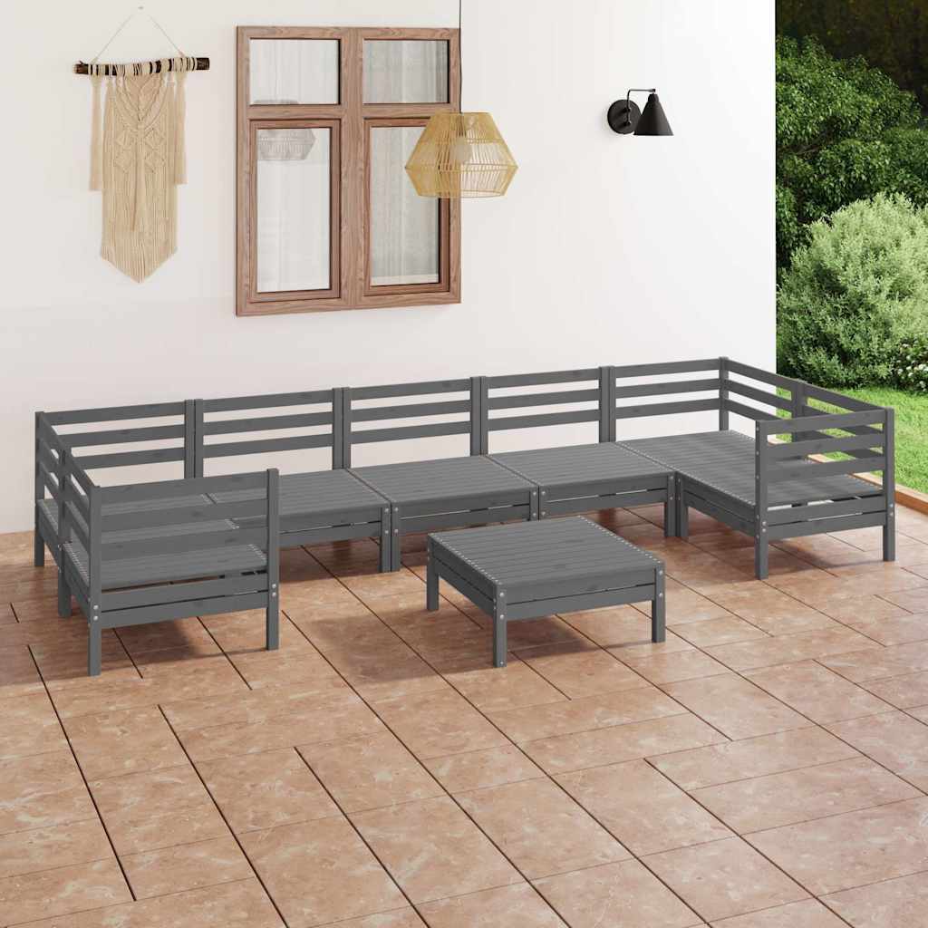 vidaXL 8-Piece Lounge Set Solid Pine Wood White