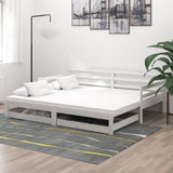 vidaXL Slaapbank uitschuifbaar massief grenenhout wit 2x(90x200) cm