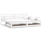 vidaXL Slaapbank uitschuifbaar massief grenenhout wit 2x(90x200) cm
