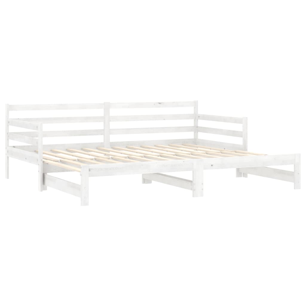 vidaXL Slaapbank uitschuifbaar massief grenenhout wit 2x(90x200) cm