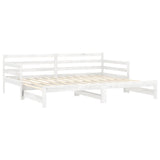 vidaXL Slaapbank uitschuifbaar massief grenenhout wit 2x(90x200) cm