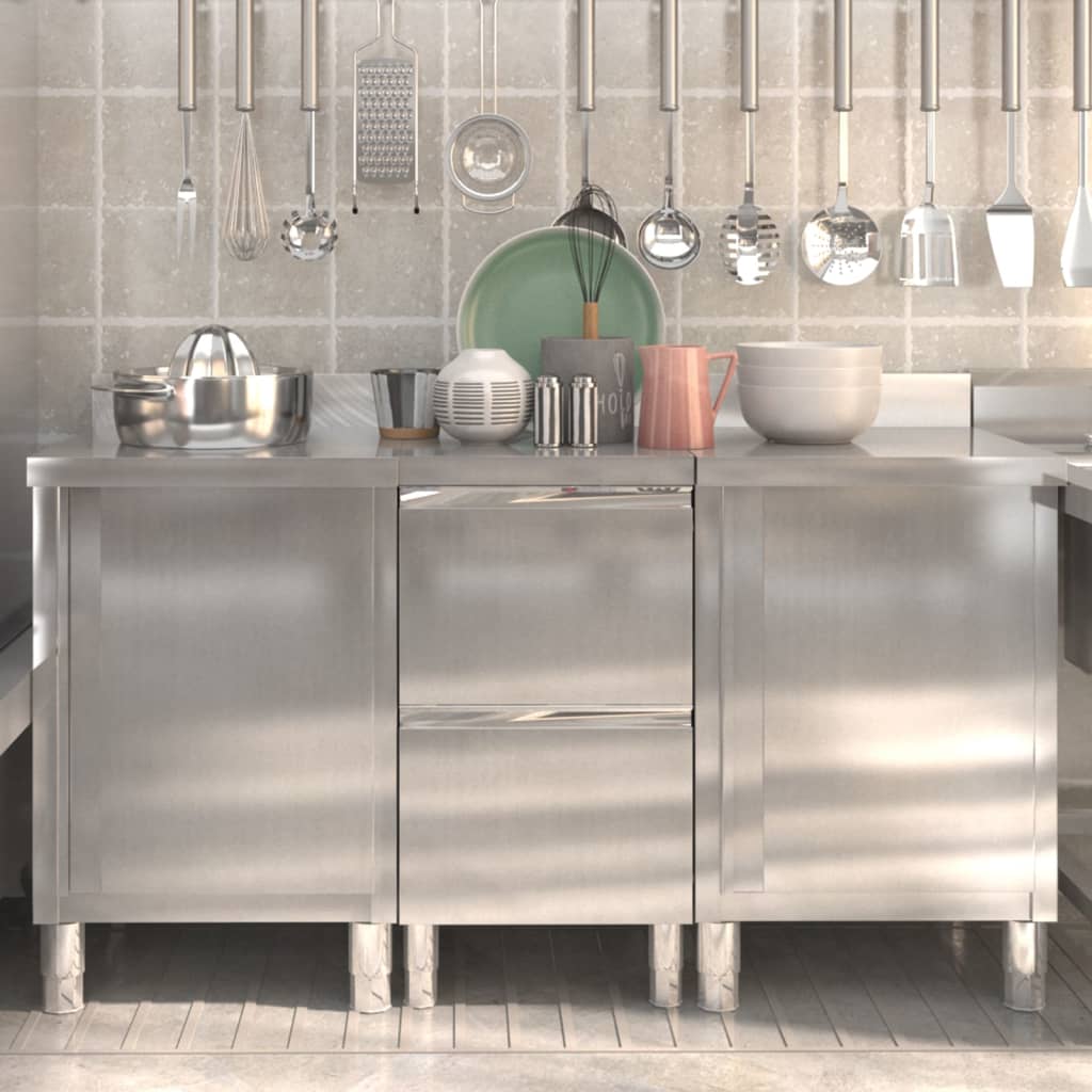 vidaXL Commercial Kitchen Cabinet with 2 Drawers 50x60x96 cm