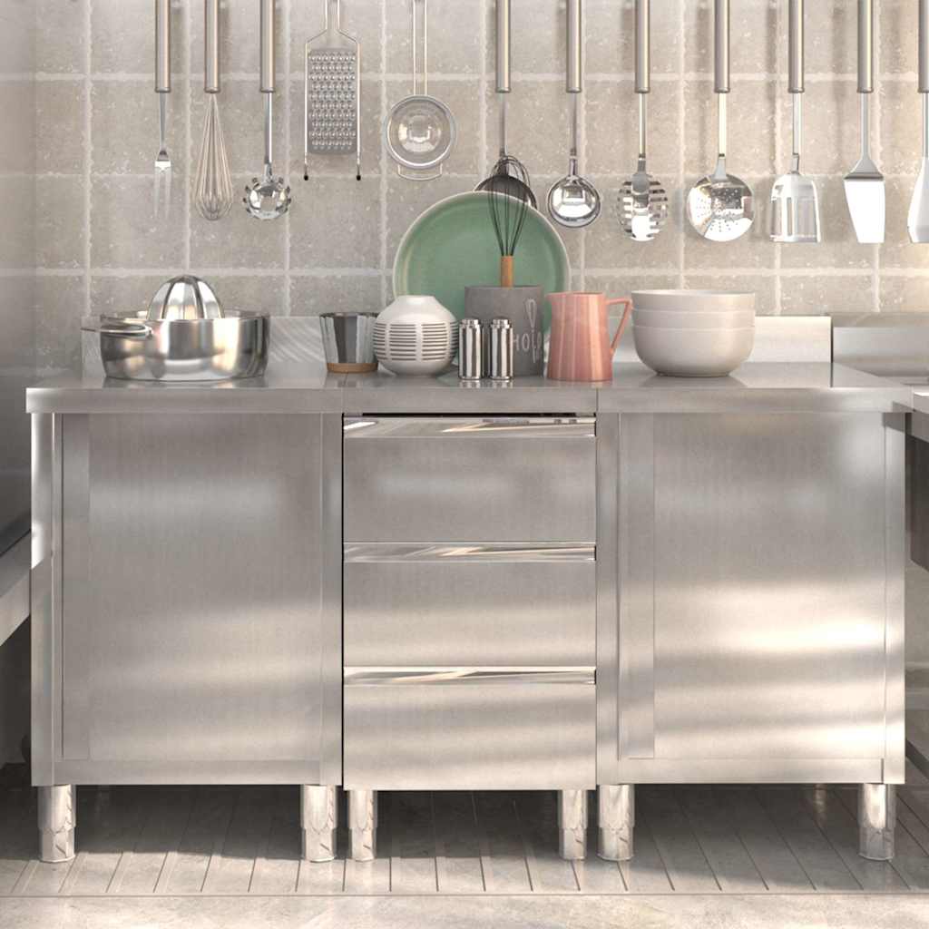 vidaXL Commercial Kitchen Cabinet with 2 Drawers 50x60x96 cm