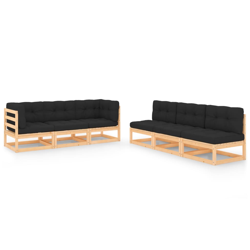 vidaXL 6-Piece Lounge Set Solid Pine Wood Grey